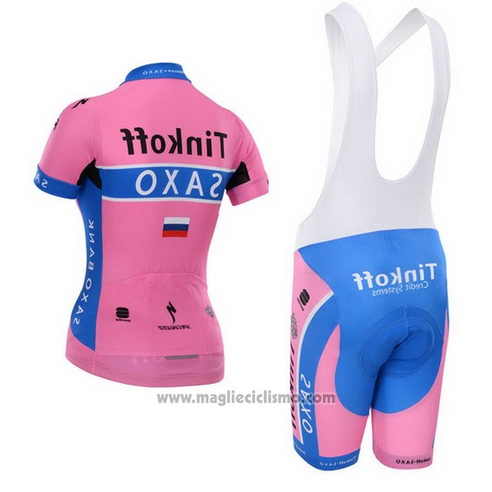 2015 Abbigliamento Ciclismo Donne Saxo Bank  Fuxia Manica Corta e Salopette